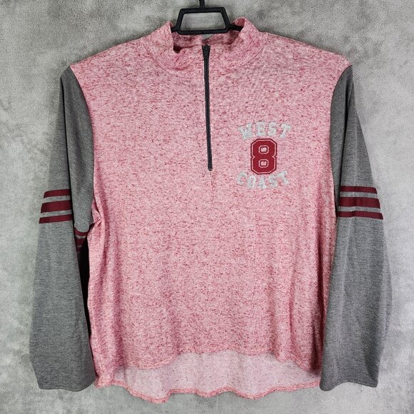 Womens Red & Gray Fame 4 Fifteen Pullover Shirt Long Sleeve Hi Lo 1/4 Zip XXL - Picture 3 of 11